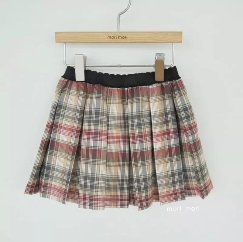 Mori Mori - Korean Children Fashion - #toddlerclothing - Check Wrinkle Skirt Pants - 11