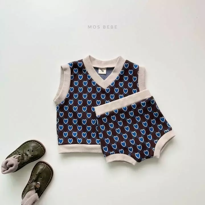Mos Bebe - Korean Baby Fashion - #babyboutique - Heart Breaker Top Bottom Set - 3
