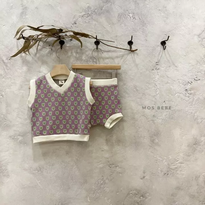 Mos Bebe - Korean Baby Fashion - #babyclothing - Heart Breaker Top Bottom Set - 5