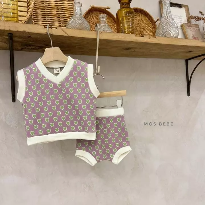 Mos Bebe - Korean Baby Fashion - #babyfashion - Heart Breaker Top Bottom Set - 6