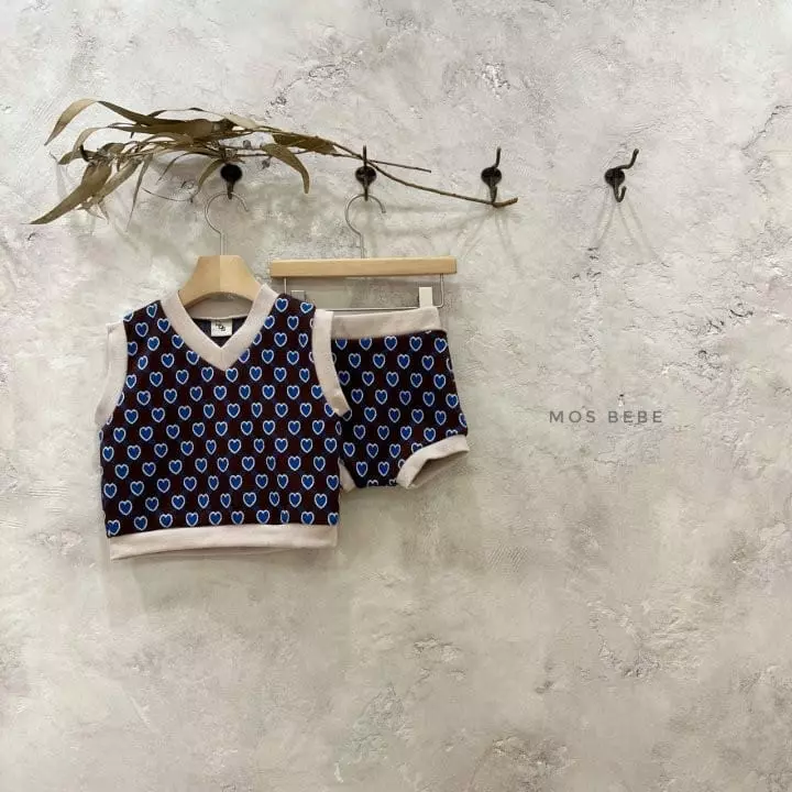 Mos Bebe - Korean Baby Fashion - #babyfever - Heart Breaker Top Bottom Set - 7