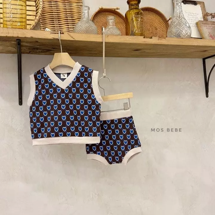 Mos Bebe - Korean Baby Fashion - #babygirlfashion - Heart Breaker Top Bottom Set - 8