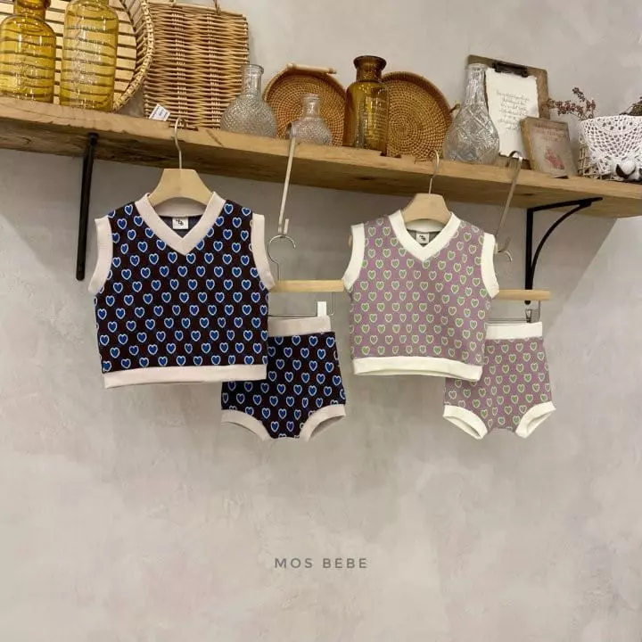 Mos Bebe - Korean Baby Fashion - #babylifestyle - Heart Breaker Top Bottom Set - 9