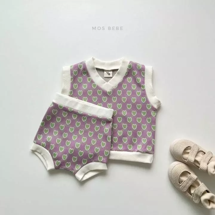 Mos Bebe - Korean Baby Fashion - #smilingbaby - Heart Breaker Top Bottom Set - 2