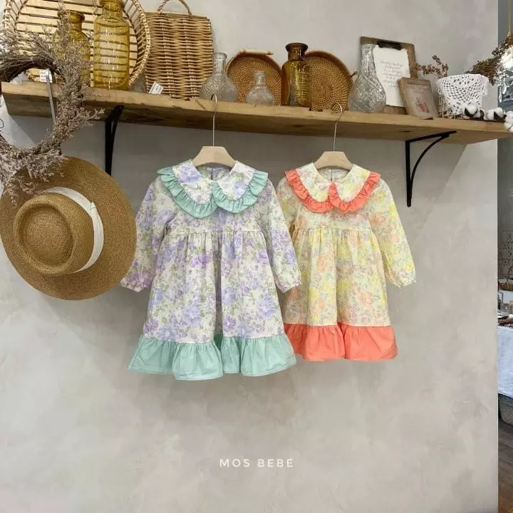 Mos Bebe - Korean Children Fashion - #fashionkids - Candy Flower Frill One-piece