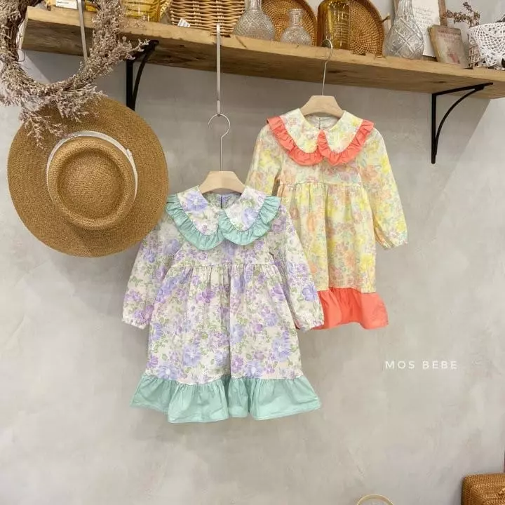 Mos Bebe - Korean Children Fashion - #kidsshorts - Candy Flower Frill One-piece - 2