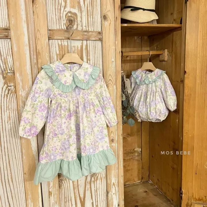 Mos Bebe - Korean Children Fashion - #kidsstore - Candy Flower Frill One-piece - 4