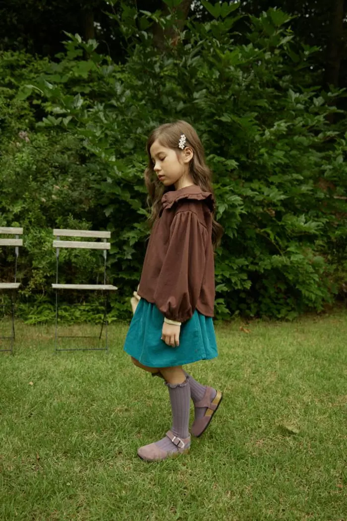 Mumunbaba - Korean Children Fashion - #kidsshorts - Frill Collar Tee - 6