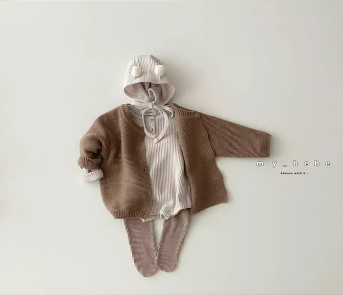My Bebe - Korean Baby Fashion - #babyboutique - Pong Pong Bodysuit  with Bonnet - 5