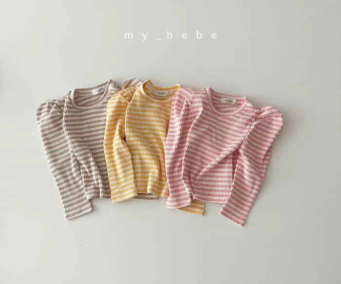 My Bebe - Korean Baby Fashion - #babyboutiqueclothing - Puff Stripes Tee