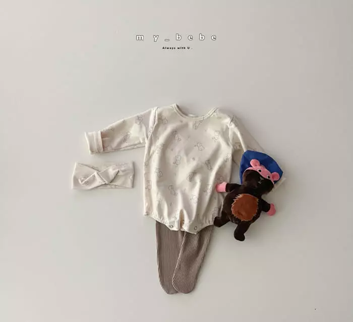 My Bebe - Korean Baby Fashion - #babyclothing - Toy Bodysuit with Hairband - 8