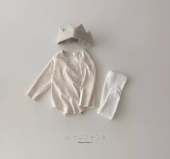 My Bebe - Korean Baby Fashion - #babyfashion - Toy Bodysuit with Hairband - 9