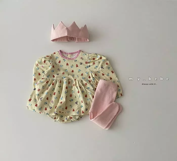 My Bebe - Korean Baby Fashion - #babyfashion - Piping One-piece Bodysuit - 4