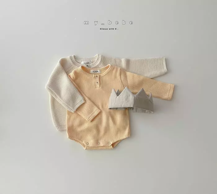 My Bebe - Korean Baby Fashion - #babygirlfashion - Pong Pong Bodysuit  with Bonnet - 10