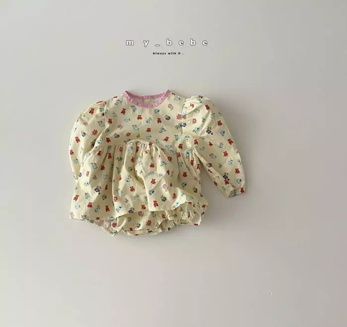 My Bebe - Korean Baby Fashion - #babygirlfashion - Piping One-piece Bodysuit - 5