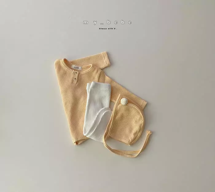 My Bebe - Korean Baby Fashion - #babyoninstagram - Pong Pong Bodysuit  with Bonnet - 12