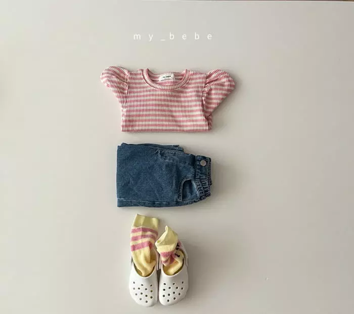 My Bebe - Korean Baby Fashion - #babyootd - Puff Stripes Tee - 8
