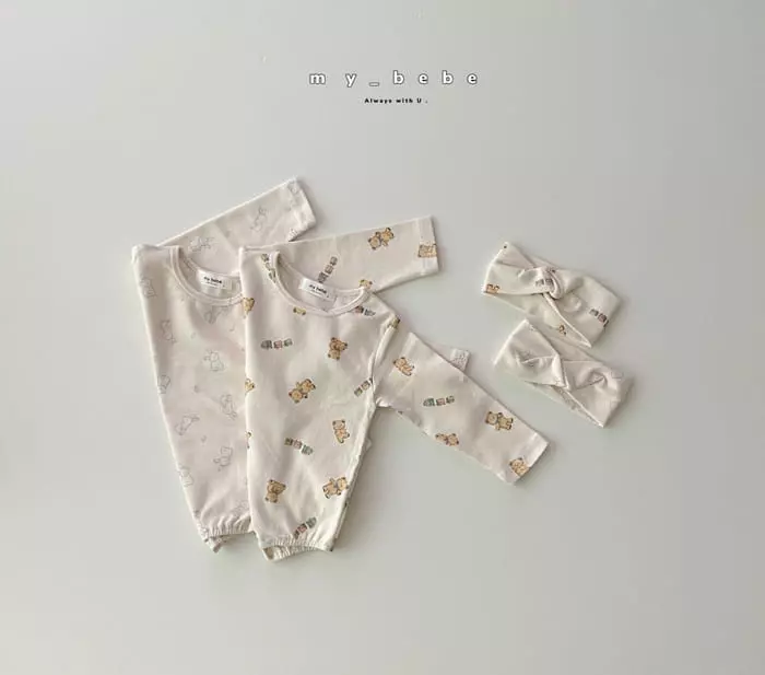 My Bebe - Korean Baby Fashion - #babyoutfit - Toy Bodysuit with Hairband
