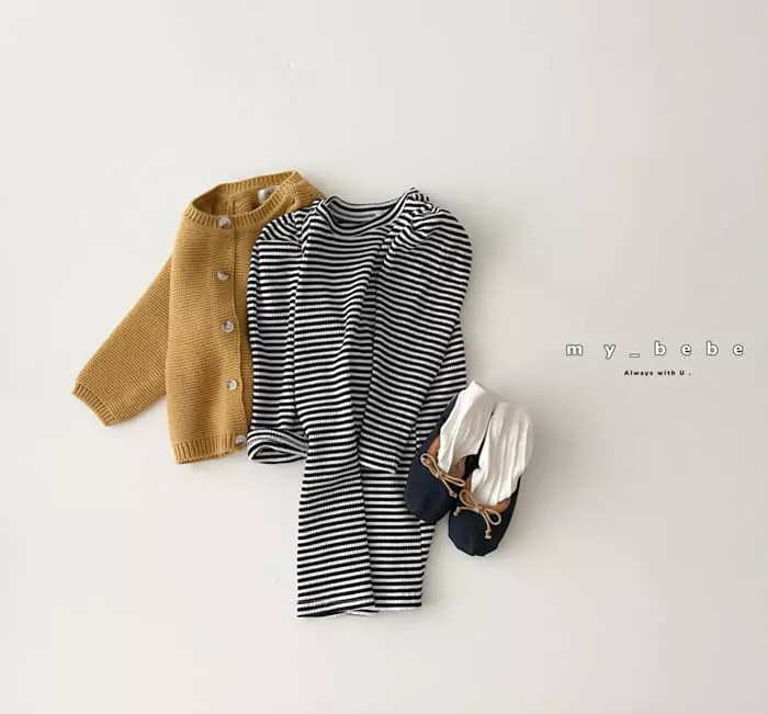 My Bebe - Korean Baby Fashion - #babyoutfit - Puff Rib One-pice - 2