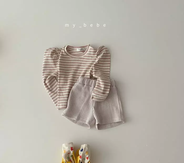My Bebe - Korean Baby Fashion - #babyoutfit - Puff Stripes Tee - 10