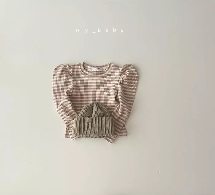 My Bebe - Korean Baby Fashion - #babyoutfit - Puff Stripes Tee - 9