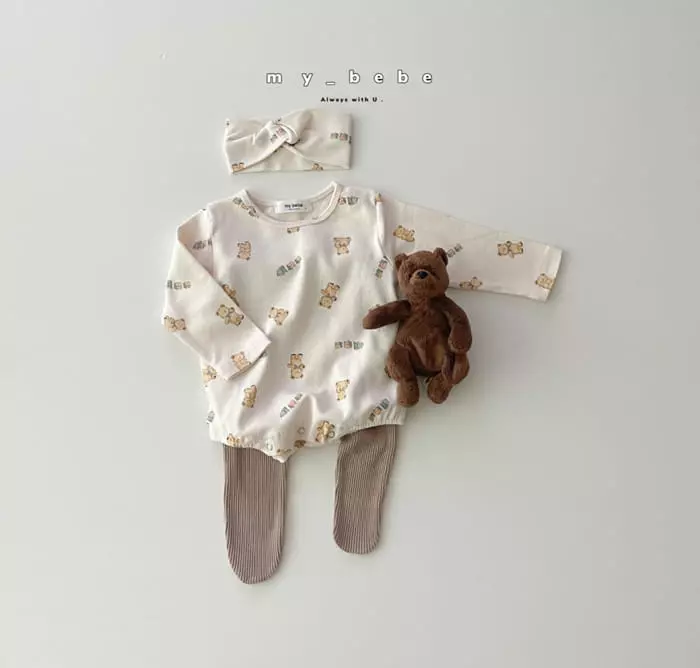 My Bebe - Korean Baby Fashion - #babywear - Toy Bodysuit with Hairband - 2