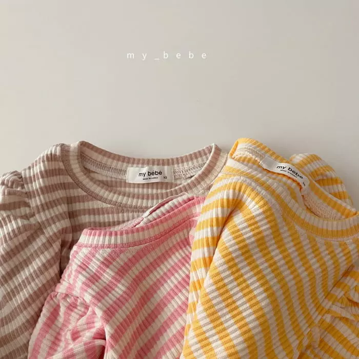 My Bebe - Korean Baby Fashion - #onlinebabyboutique - Puff Stripes Tee - 12