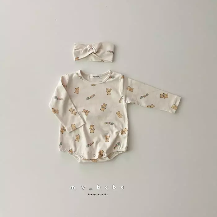 My Bebe - Korean Baby Fashion - #onlinebabyboutique - Toy Bodysuit with Hairband - 4