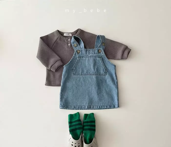 My Bebe - Korean Children Fashion - #Kfashion4kids - Denim Dungarees One-piece - 5