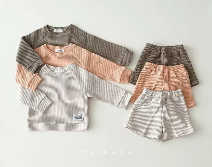 My Bebe - Korean Children Fashion - #childofig - Waffle Shorts Set