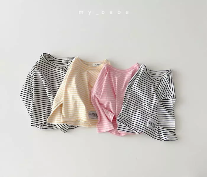 My Bebe - Korean Children Fashion - #childofig - 22 Stripes Piping Tee