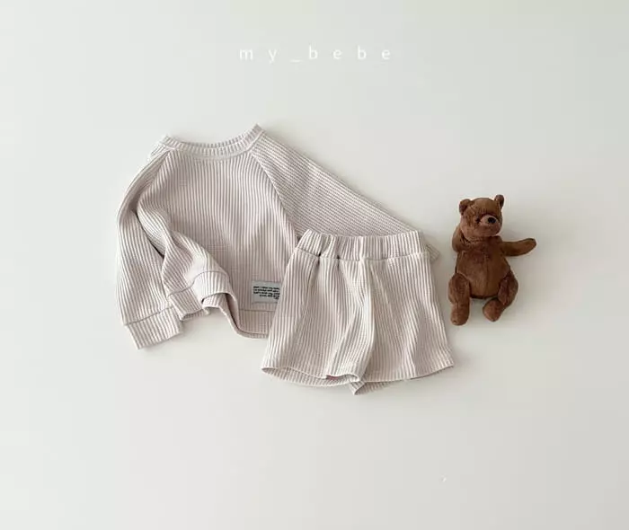 My Bebe - Korean Children Fashion - #childrensboutique - Waffle Shorts Set - 4