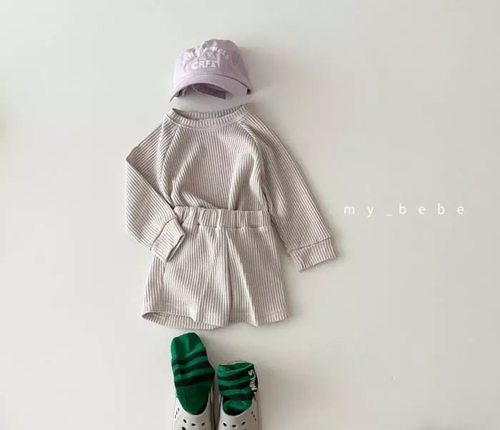 My Bebe - Korean Children Fashion - #discoveringself - Waffle Shorts Set - 5
