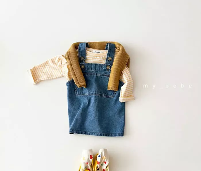 My Bebe - Korean Children Fashion - #kidsshorts - 22 Stripes Piping Tee - 6
