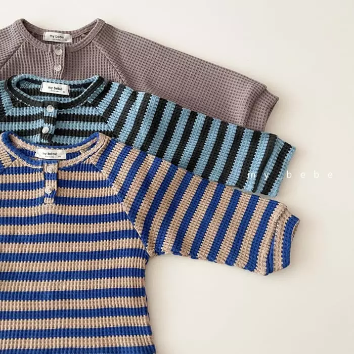 My Bebe - Korean Children Fashion - #kidsshorts - Choco Waffle Danjak Tee - 2