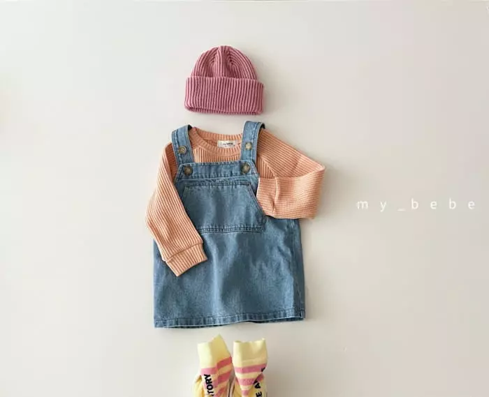 My Bebe - Korean Children Fashion - #kidsstore - Denim Dungarees One-piece - 4