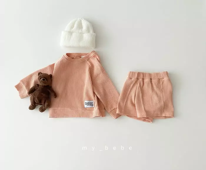 My Bebe - Korean Children Fashion - #kidzfashiontrend - Waffle Shorts Set - 9