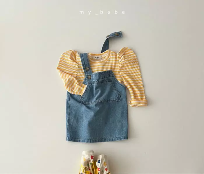 My Bebe - Korean Children Fashion - #littlefashionista - Denim Dungarees One-piece - 6