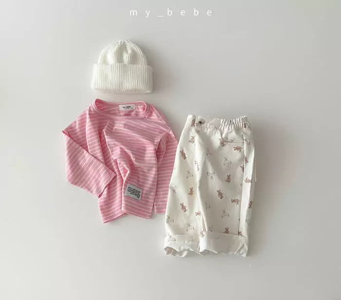 My Bebe - Korean Children Fashion - #magicofchildhood - 22 Stripes Piping Tee - 11