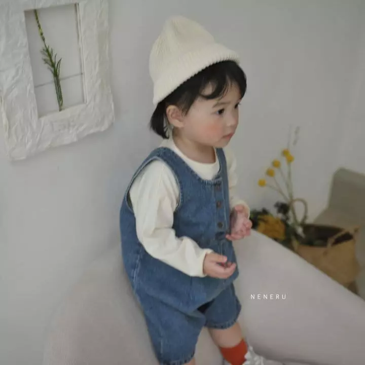 Neneru - Korean Baby Fashion - #babyboutique - Bebe New Circle Denim Dungaree - 2
