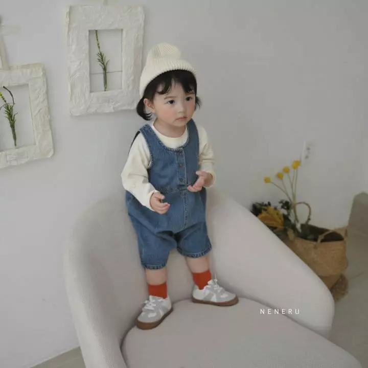 Neneru - Korean Baby Fashion - #babyboutiqueclothing - Bebe New Circle Denim Dungaree - 3