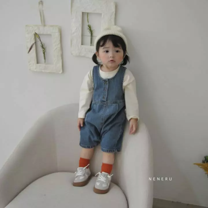Neneru - Korean Baby Fashion - #babyboutiqueclothing - Bebe New Circle Denim Dungaree - 4