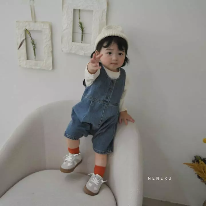Neneru - Korean Baby Fashion - #babyfashion - Bebe New Circle Denim Dungaree - 5