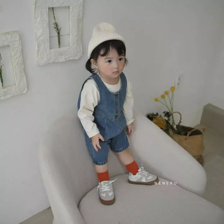 Neneru - Korean Baby Fashion - #babyfever - Bebe New Circle Denim Dungaree - 6