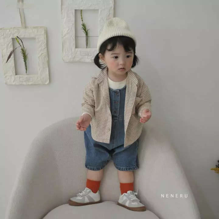 Neneru - Korean Baby Fashion - #smilingbaby - Bebe New Circle Denim Dungaree