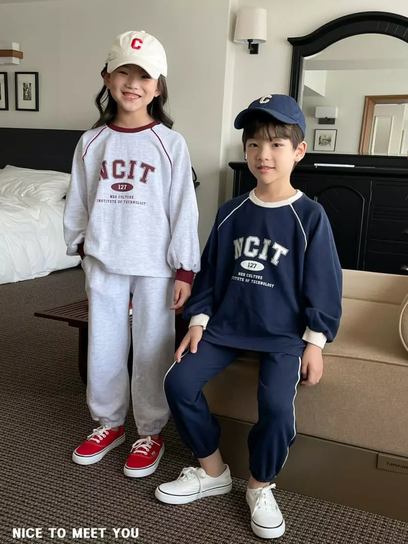 Nice To Meet You - Korean Children Fashion - #Kfashion4kids - Line Pping Top Bottom Set - 2