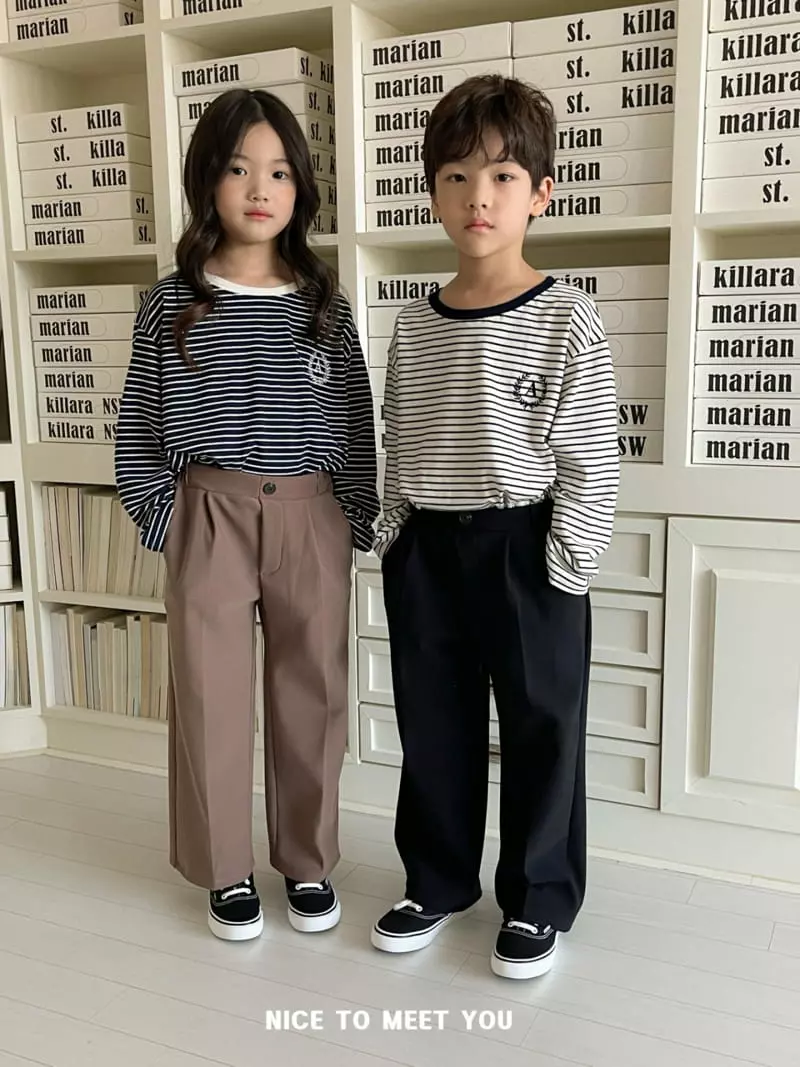 Nice To Meet You - Korean Children Fashion - #Kfashion4kids - Stripes Embroidery Tee