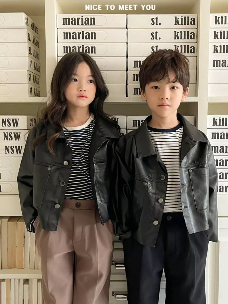 Nice To Meet You - Korean Children Fashion - #stylishchildhood - Chick Leather Jacket - 4