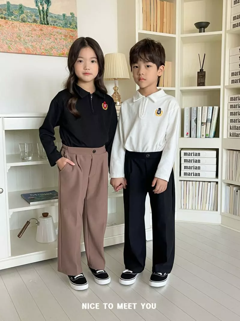 Nice To Meet You - Korean Children Fashion - #childofig - H Embroidery Collar Tee - 2
