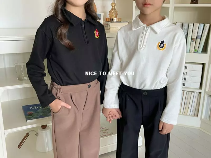 Nice To Meet You - Korean Children Fashion - #childofig - H Embroidery Collar Tee - 4